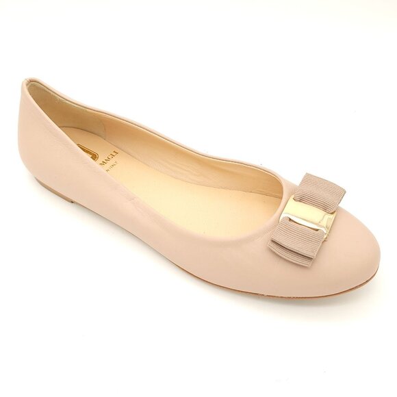 New Bruno Magli Mina Ballet Flats Womens 8.5 Bow Beige Light Academia Luxury - Picture 1 of 8